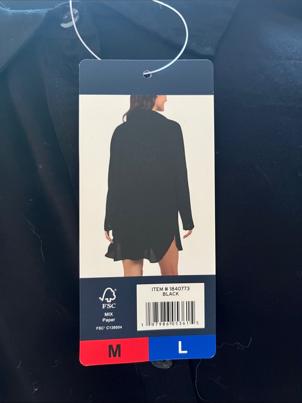 NWT Women’s Lands' End Black Long Sleeve Button-Front Tunic Swim Cover Up M/L - Picture 10 of 11